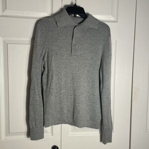 COS Wool Cashmere Regular Coupe Droite Sweater Men S Gray Collared Henley Knit